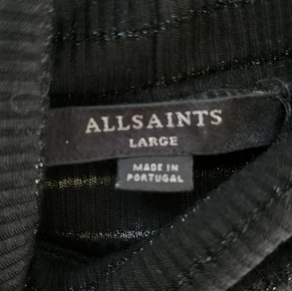 AllSaints Black Sheer Knit Long Sleeve Top - Picture 5 of 8